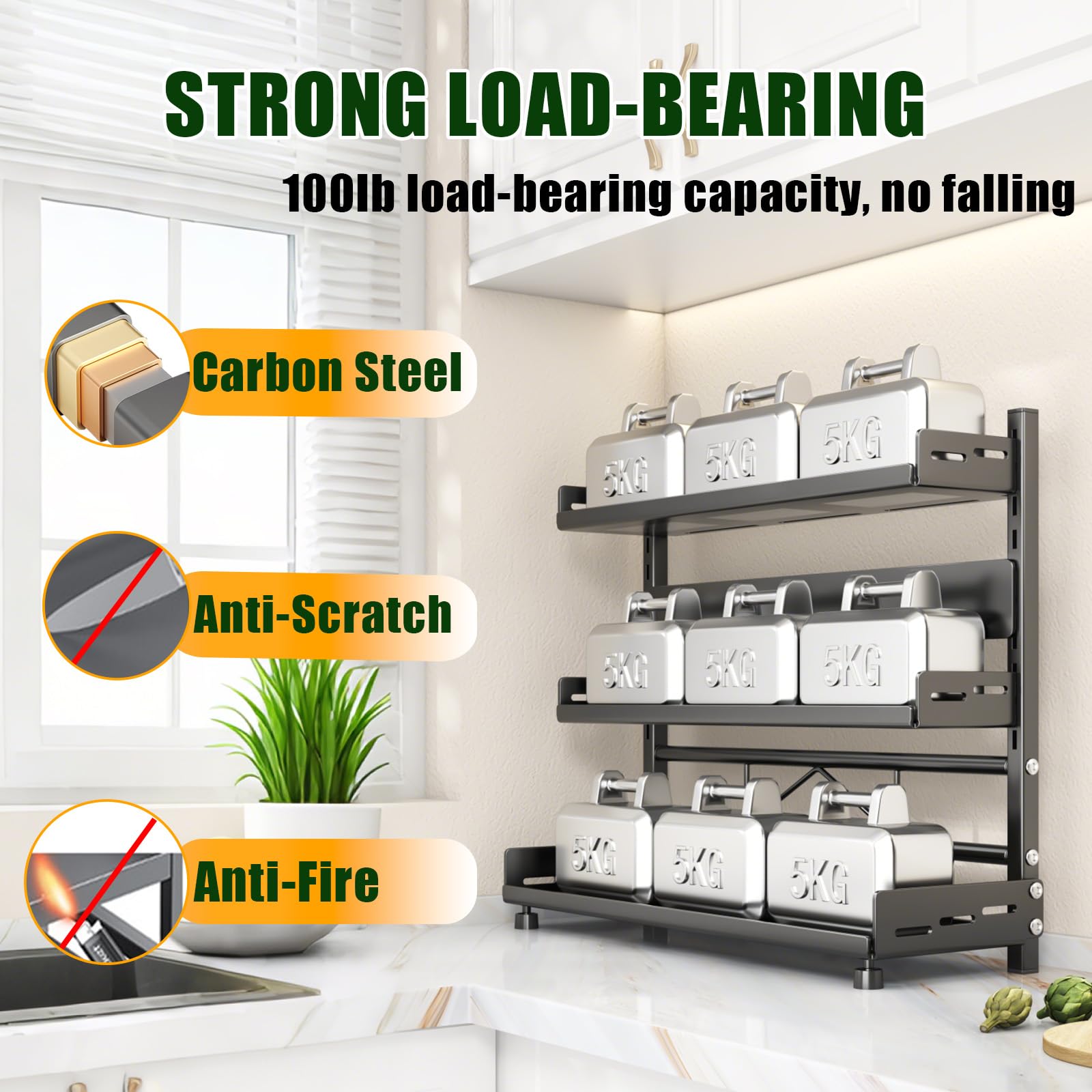 Easy-install spice rack lets you set up in minutes.