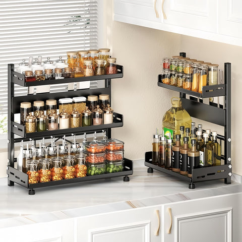 High-capacity rack handles up to 80 lbs for heavy spice bottles.