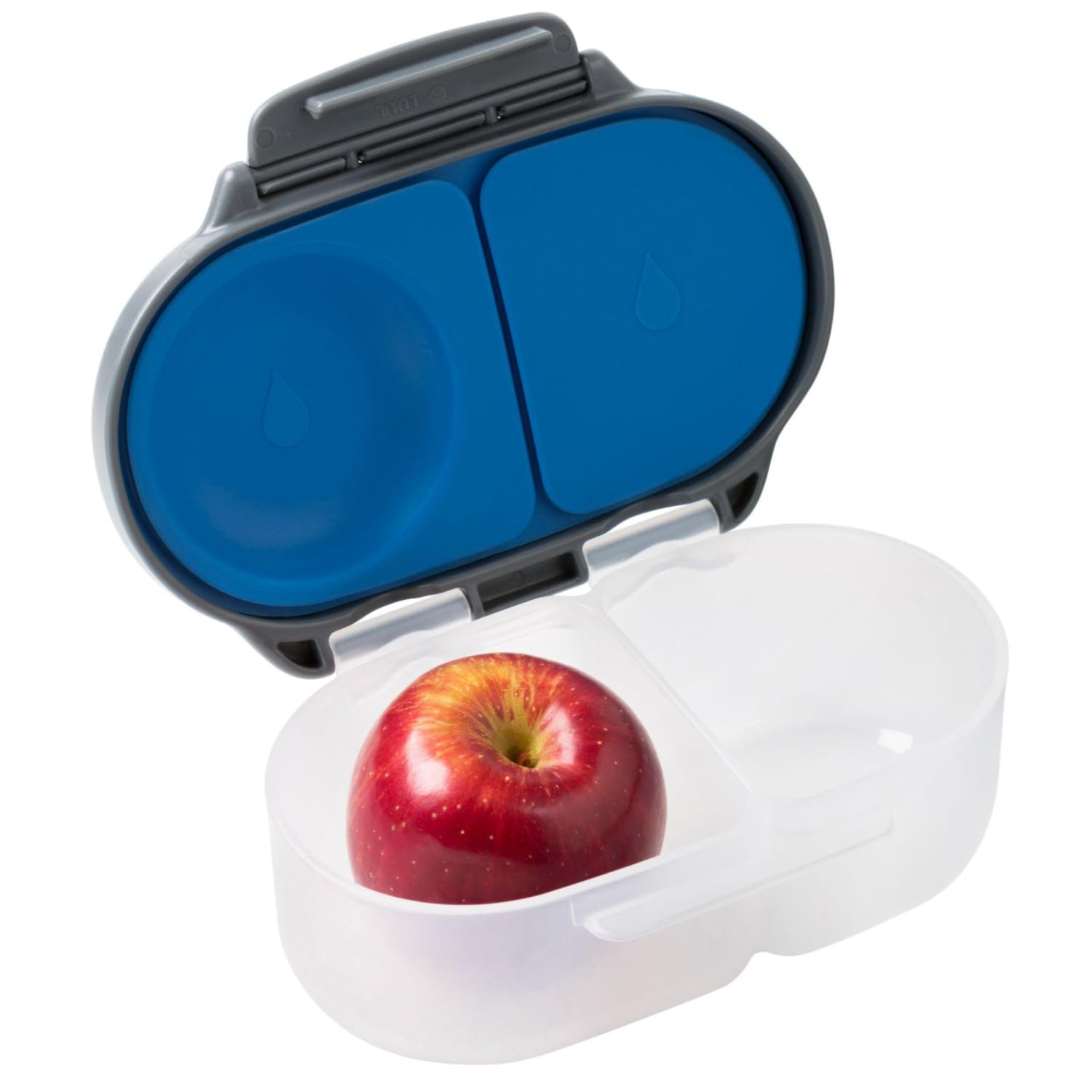 b.box Snack Box holds snacks securely with 1 3/4 cup capacity per box.