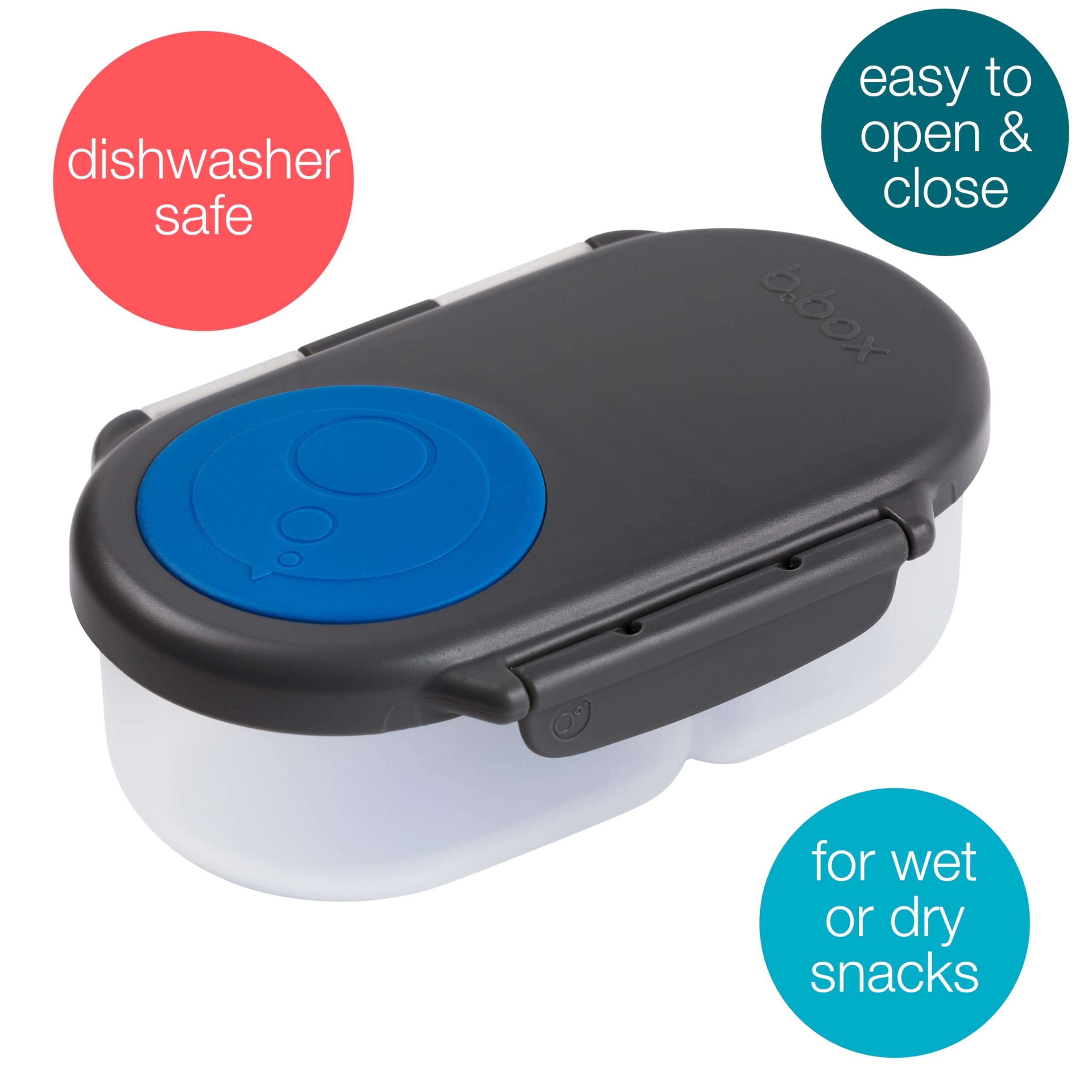 b.box Snack Box large grip clips empower kids to open independently.