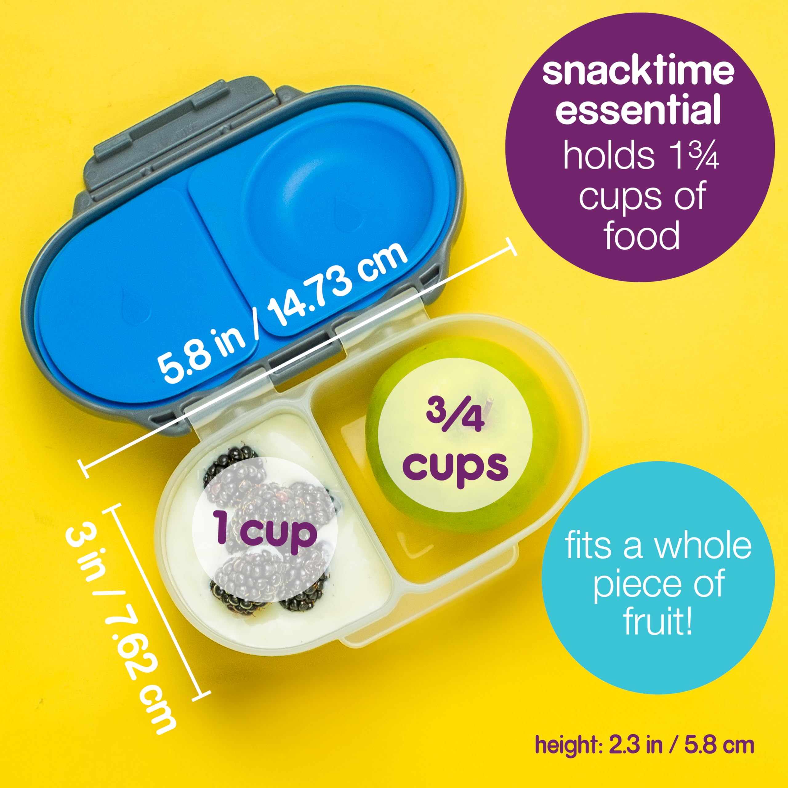 b.box leak-proof seal keeps yogurt and dips contained during school days