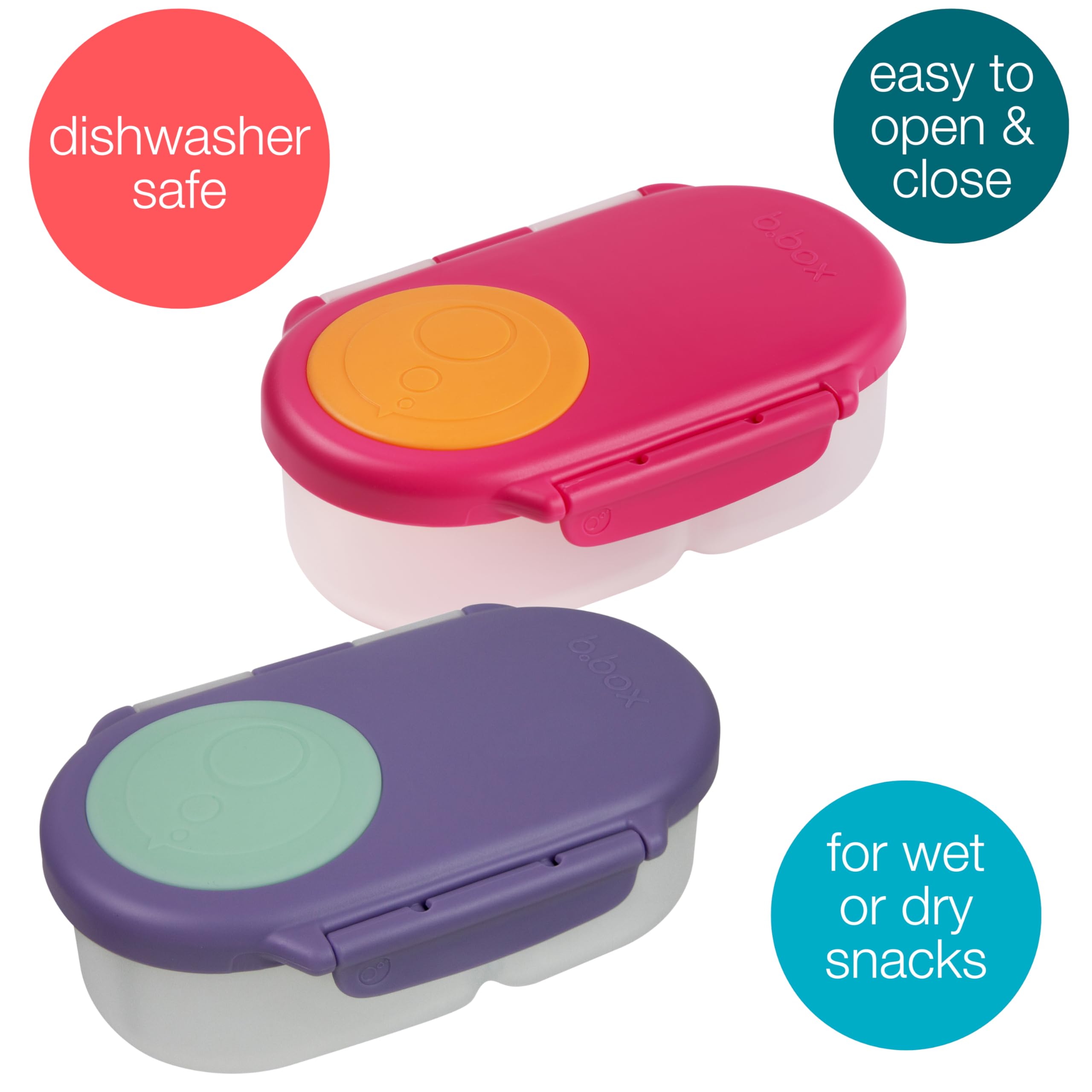 b.box two-compartment design fits snacks neatly for kids