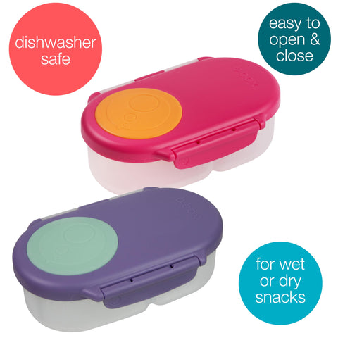 b.box two-compartment design fits snacks neatly for kids