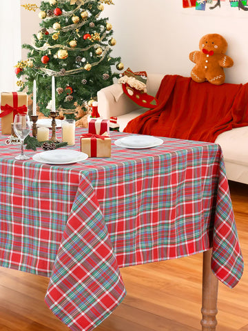 B-COOL Christmas table decoration featuring buffalo plaid to enhance holiday ambiance.