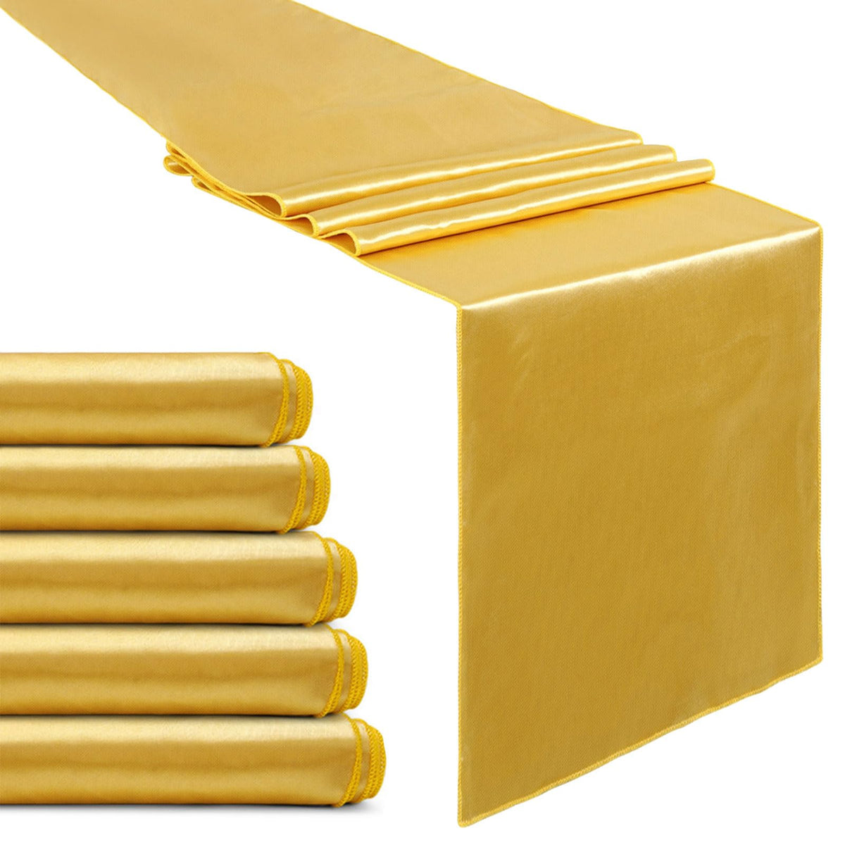 B-COOL gold satin table runner close-up showing luxurious sheen for upscale dining