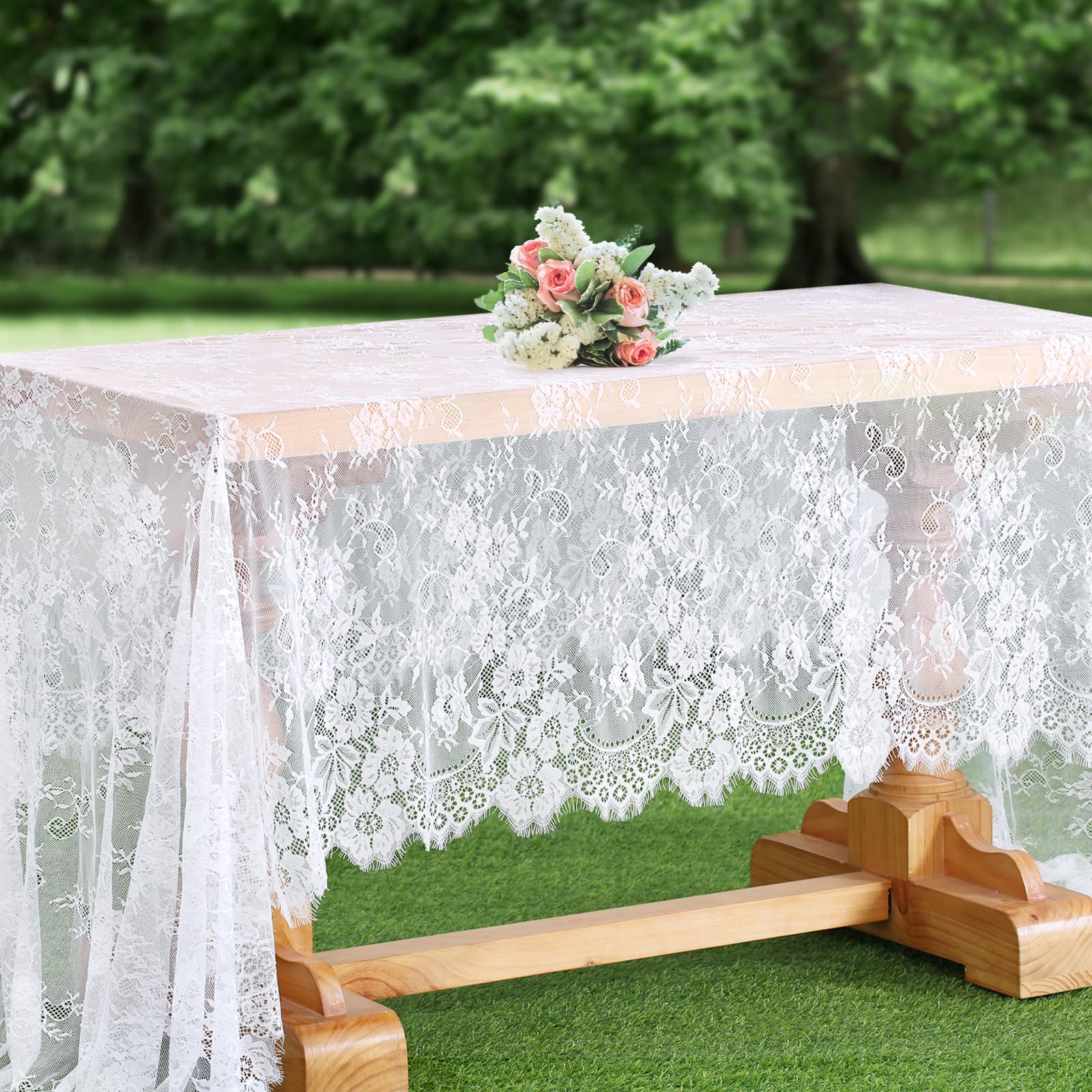 B-COOL wedding lace overlay enhances outdoor reception ambiance
