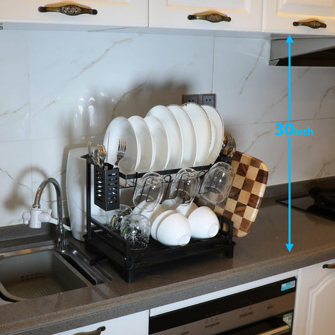 B-Land dish drying rack side cup-holders fit cups and lids neatly.