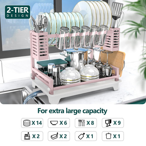 B-Land dish rack with automatic drainage illustrates efficient water removal.