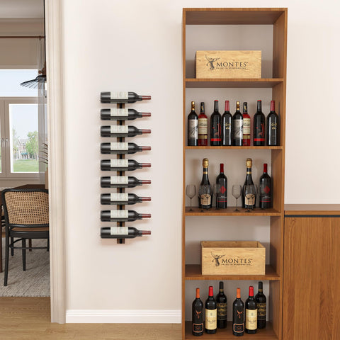 Nine-bottle display with B4Life wine rack on wall