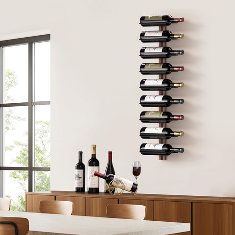Sturdy welds join wood and iron for bottle support