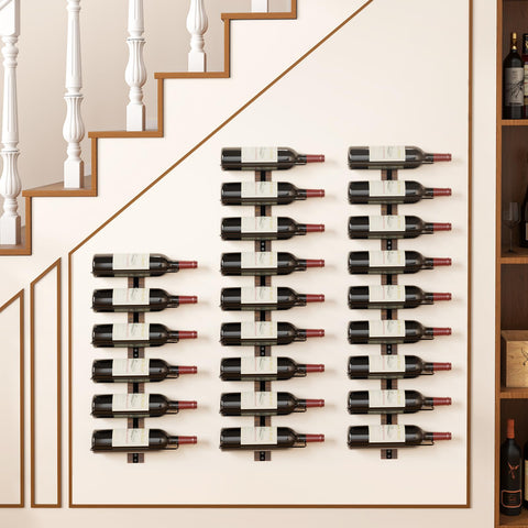 Wall-mounted wine rack in kitchen-dining-bar setting
