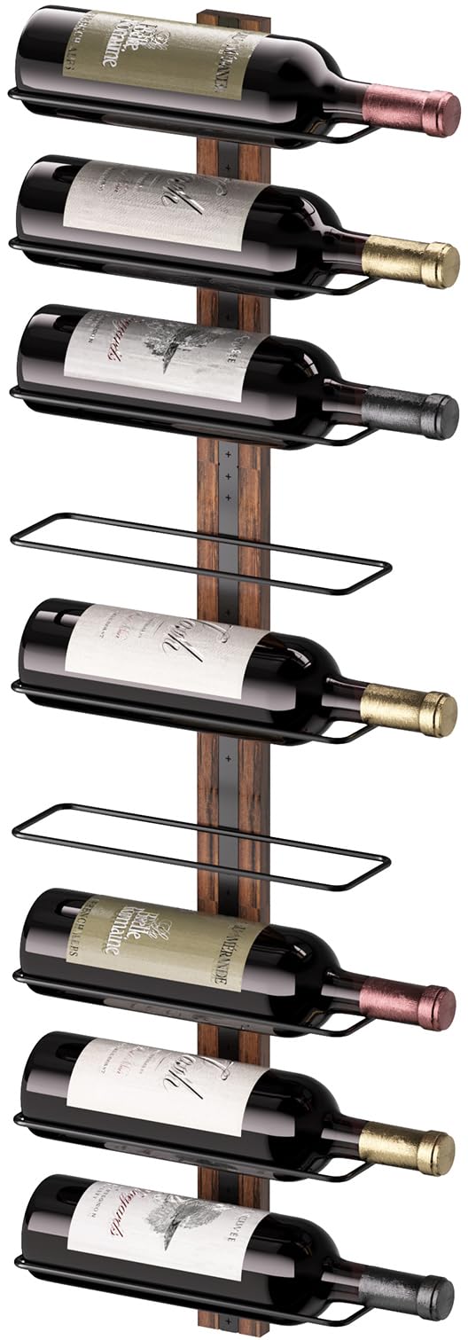 B4Life wall-mounted wine rack holding nine bottles for secure display