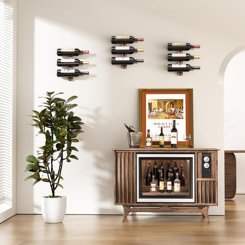 B4Life wooden wine rack on wall adds warm rustic charm