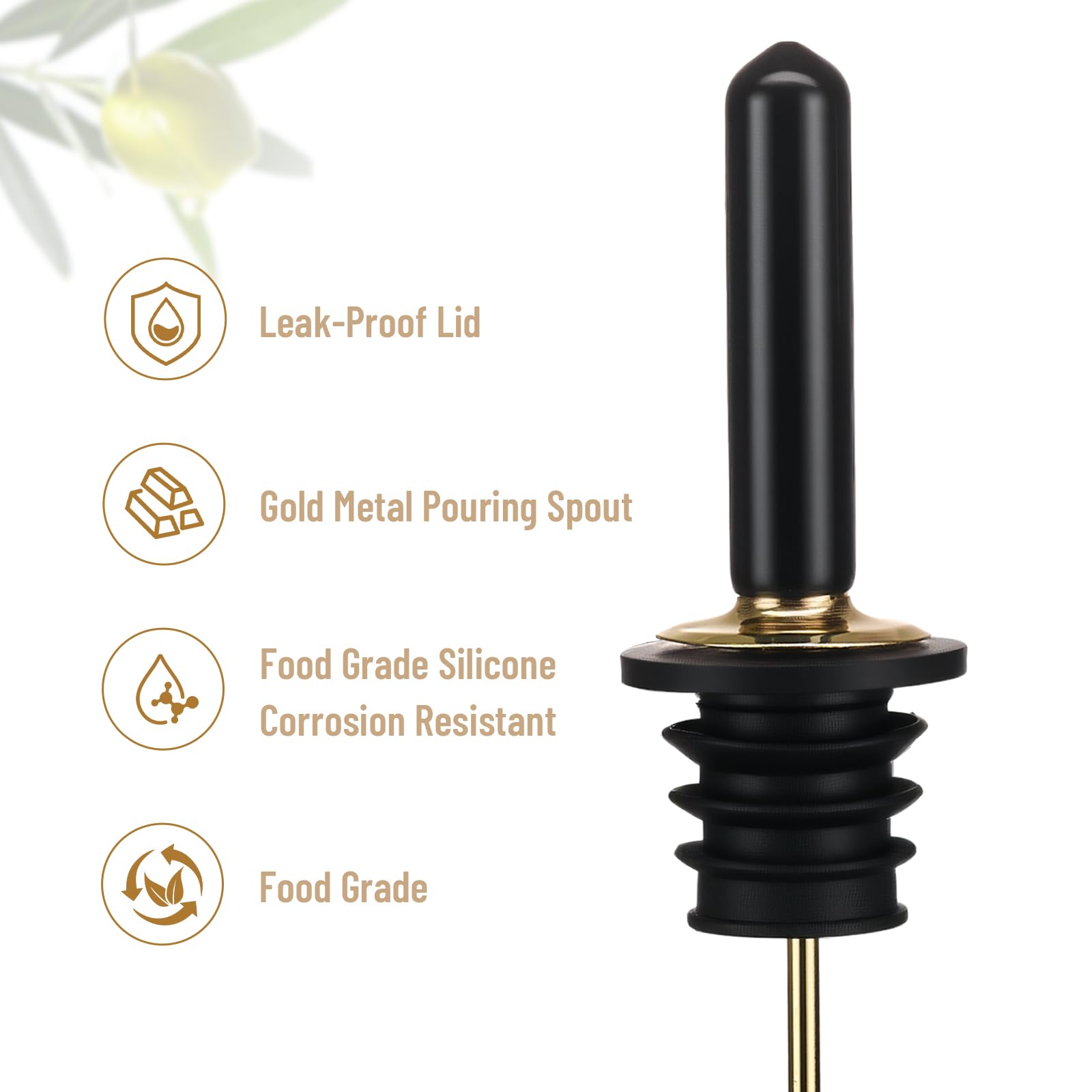 Baalaka airtight stopper keeps oil fresh and reduces exposure to air.