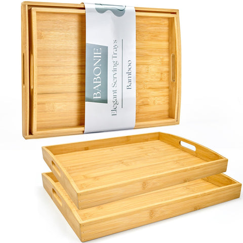 BABONIE bamboo serving tray large display, ideal for appetizers and decor.