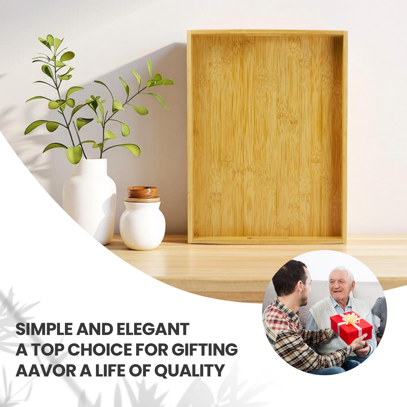 BABONIE bamboo tray with smooth surface, wipes clean with a damp cloth.