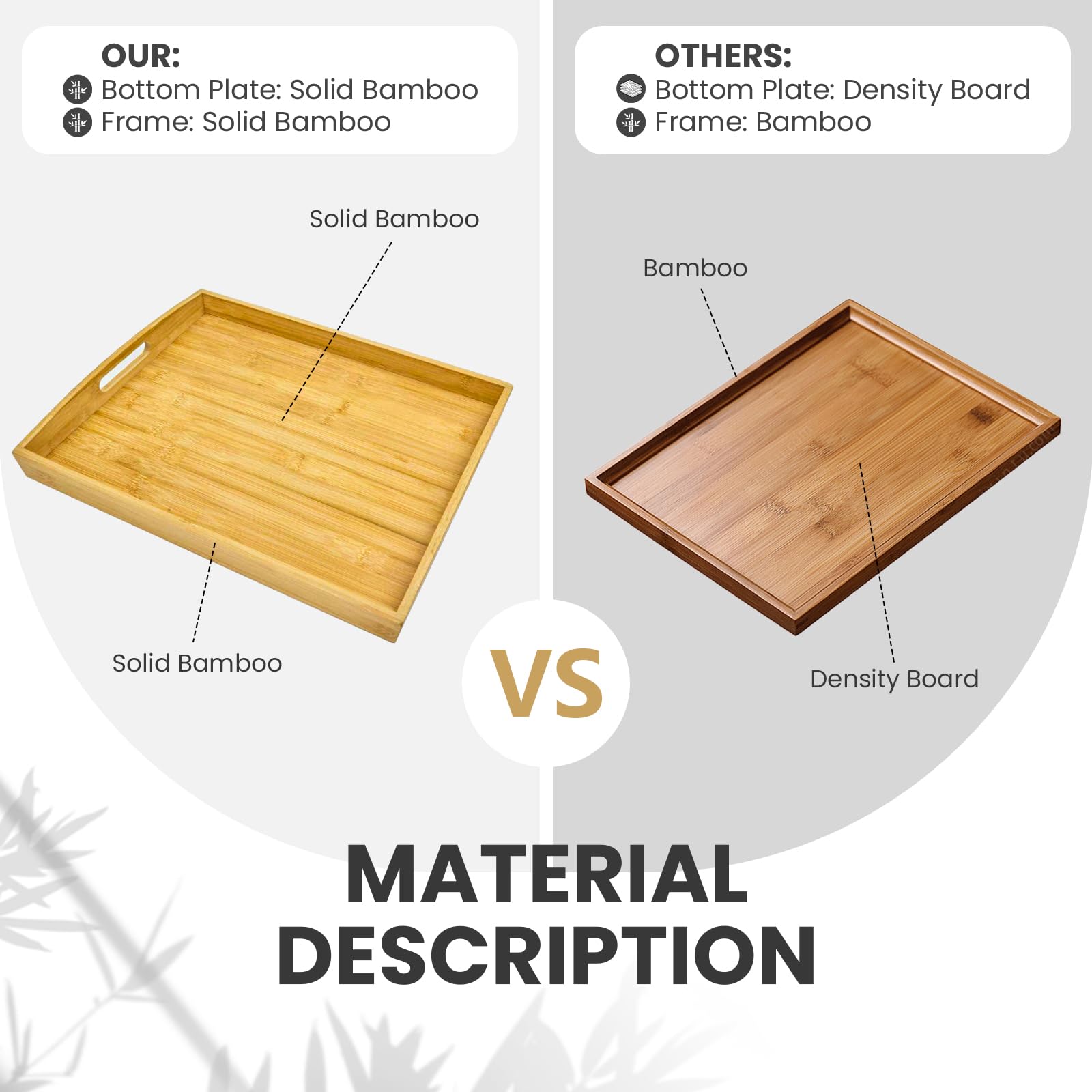 BABONIE bamboo tray with raised edge prevents spills during serving.