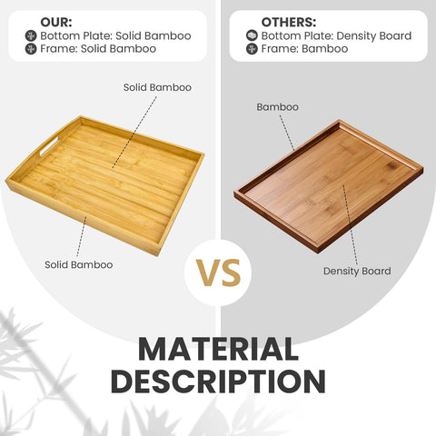 BABONIE bamboo tray with raised edge prevents spills during serving.
