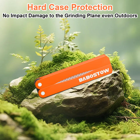 BABOSTOW folding sharpener in ABS case protects the stone during travel