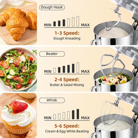 Babroun mixer shown with 6 speeds and pulse control for versatile textures