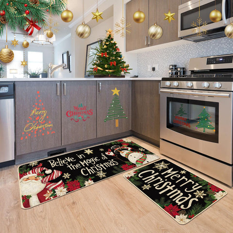 Baccessor Christmas kitchen mats Snowman 17x47 durable non-slip for busy kitchens.