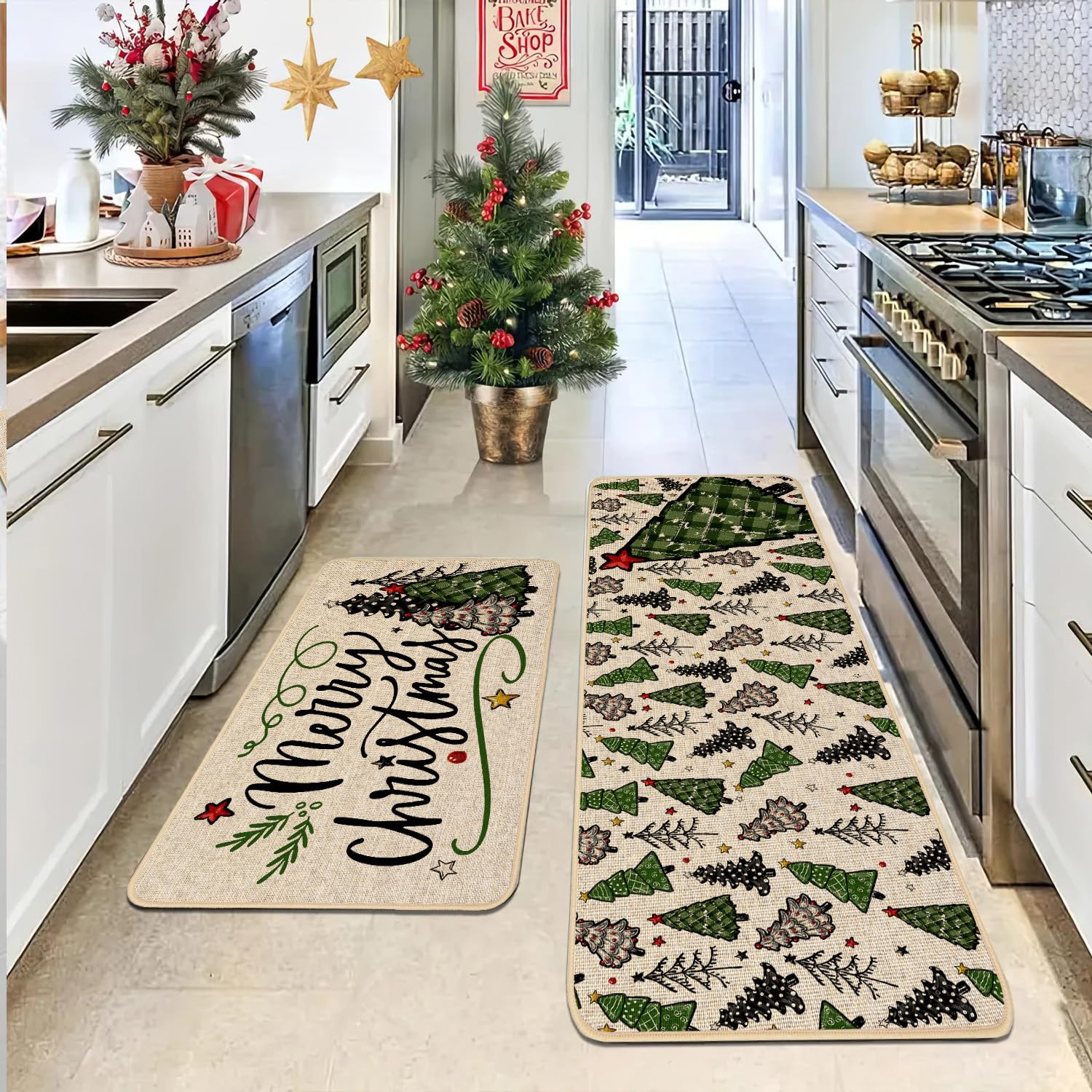 Baccessor Kitchen mats non-slip rubber backing keeps rugs in place.