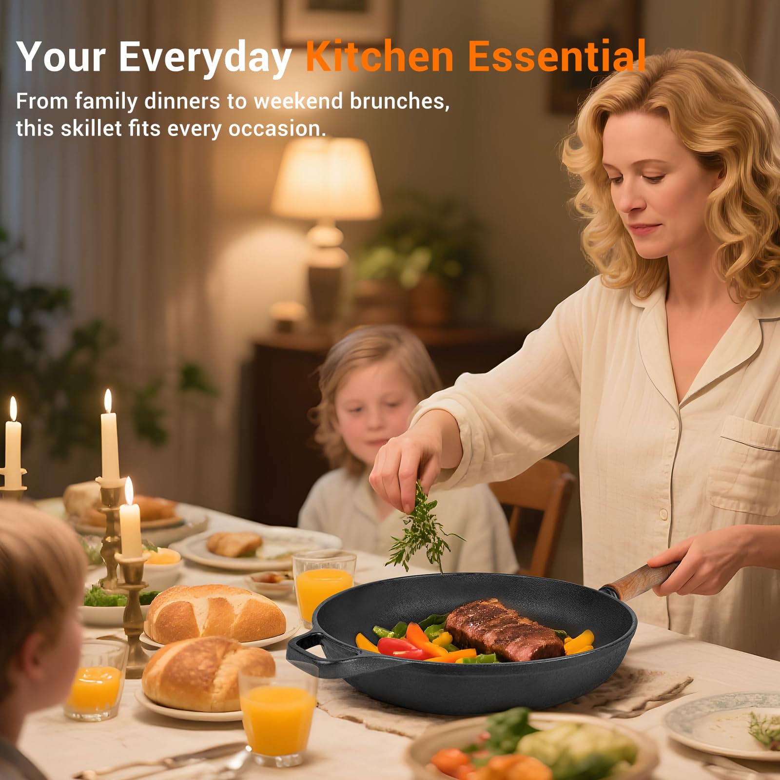 Bachdomc campfire ready skillet for outdoor cooking and indoor versatility.