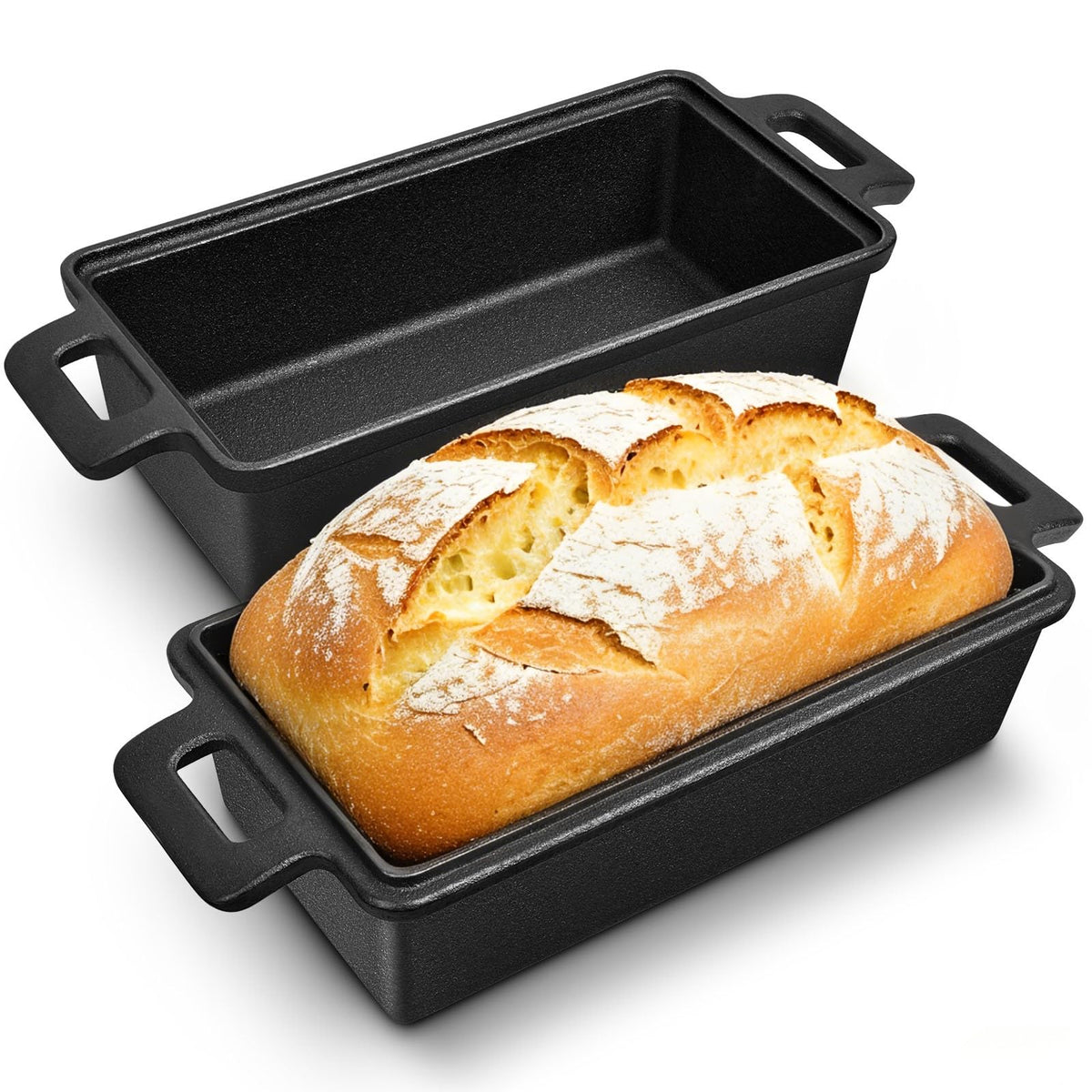 Bachdomc cast iron loaf pan with lid demonstrates 2-in-1 versatility for moist bread