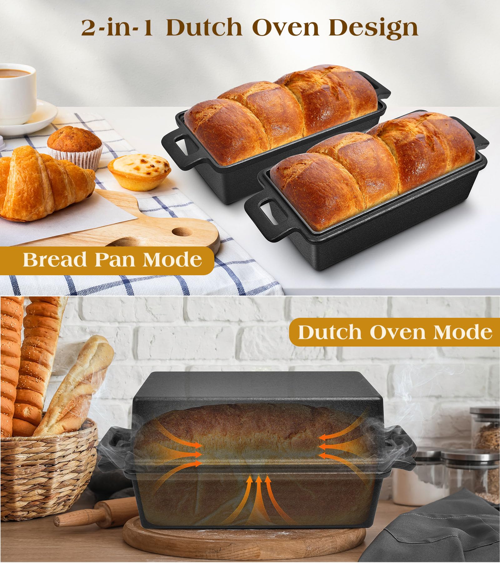 Bachdomc loaf pan with lid emphasizes even heat for crusty exteriors