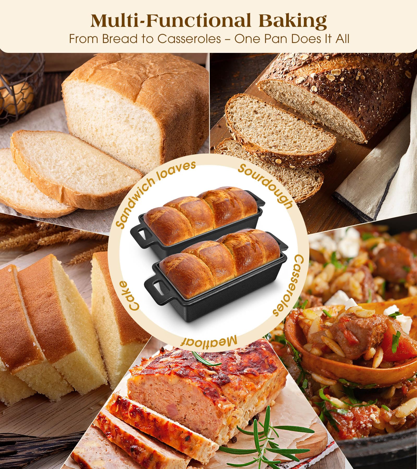 Bachdomc 500°F oven-safe design supports baking, roasting, and slow cooking