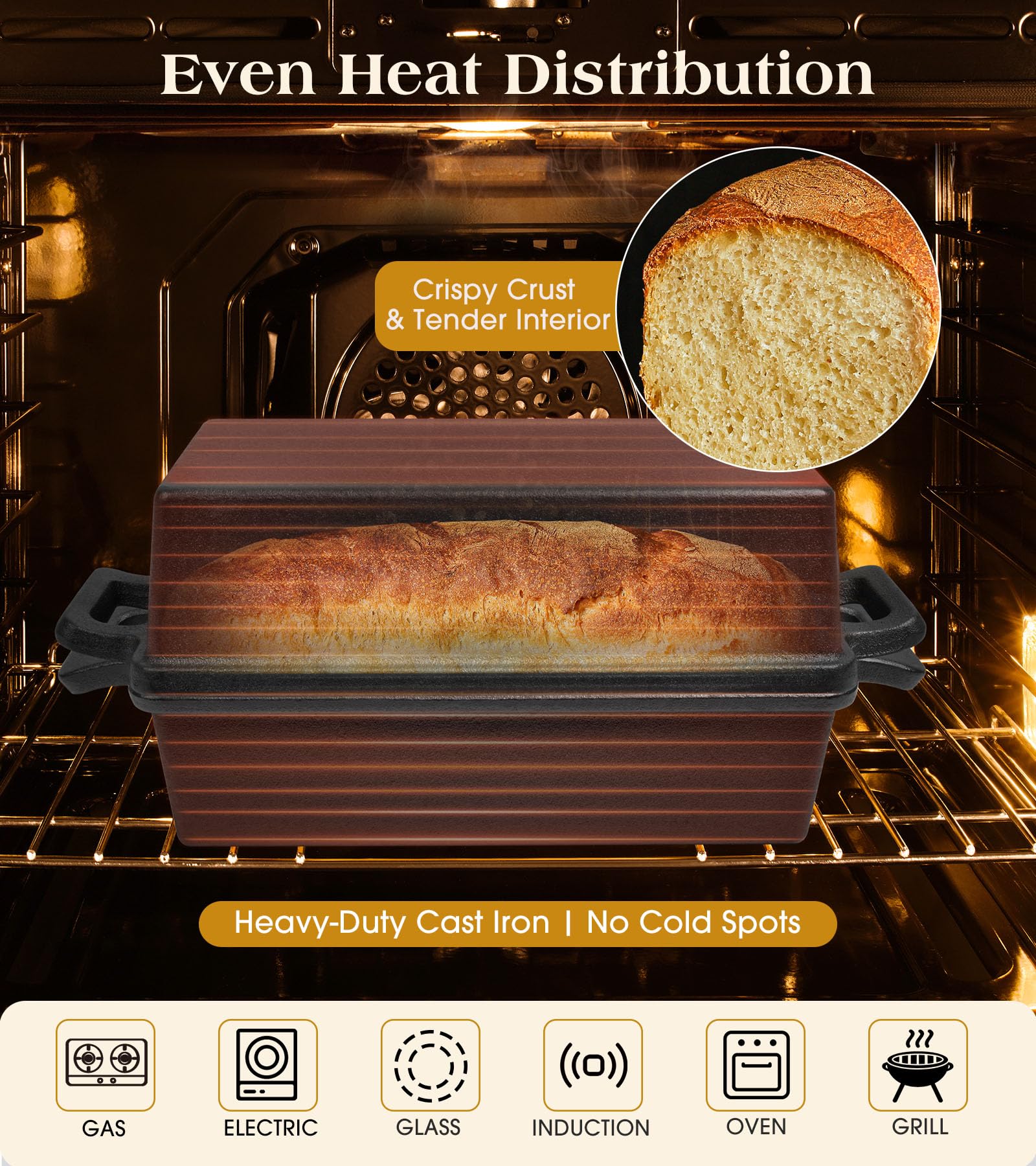 Bachdomc loaf pan solo use highlights even heat for crusty loaves