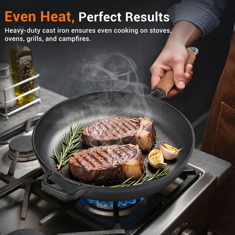 Bachdomc removable wooden handle enables cool touch handling and compact storage.