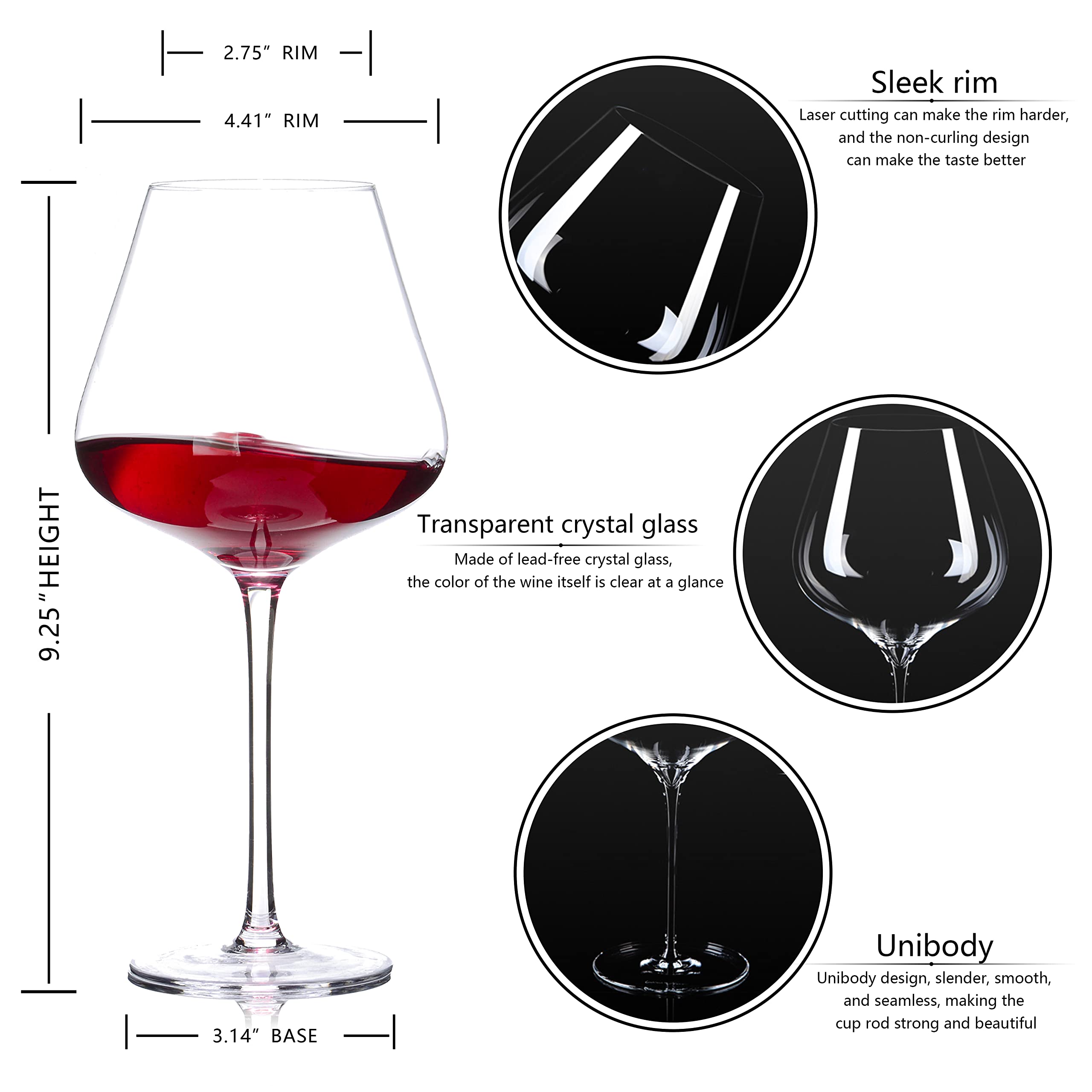 BACLIFE burgundy wine glass set arranged on a dining table
