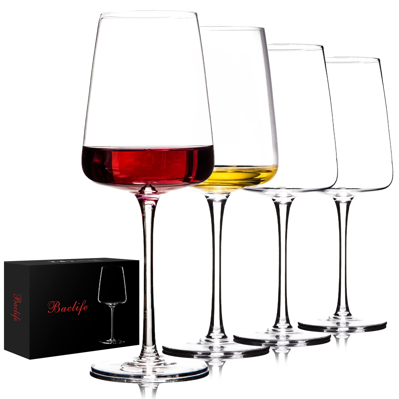 BACLIFE hand-blown red wine glass set 4 enhances aroma and tasting experience at home.