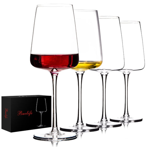 BACLIFE hand-blown red wine glass set 4 enhances aroma and tasting experience at home.