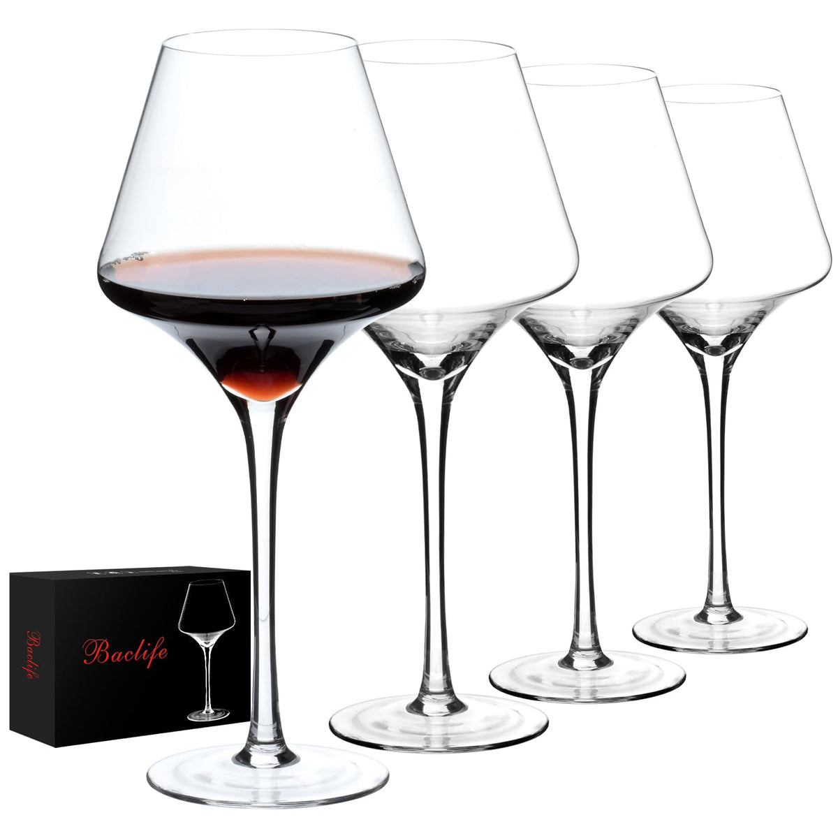 BACLIFE red wine glasses, 20 oz, for elegant dining and impressive table presentation.