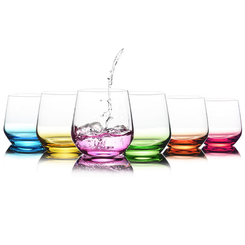 BACLIFE stemless wine glass set features vibrant color for easy identification at gatherings.