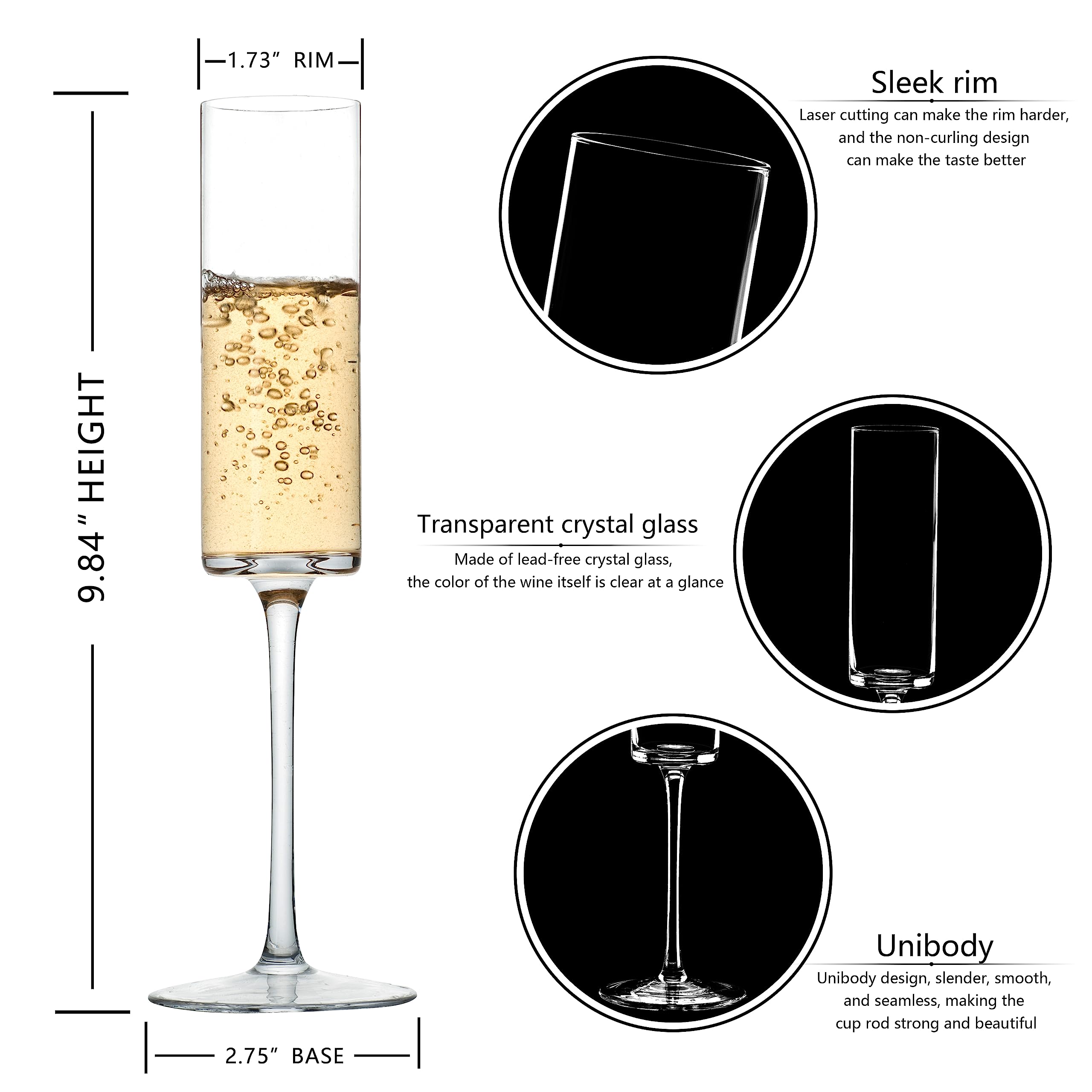 BACLIFE thin-wall champagne glasses, light and elegant to enhance aroma