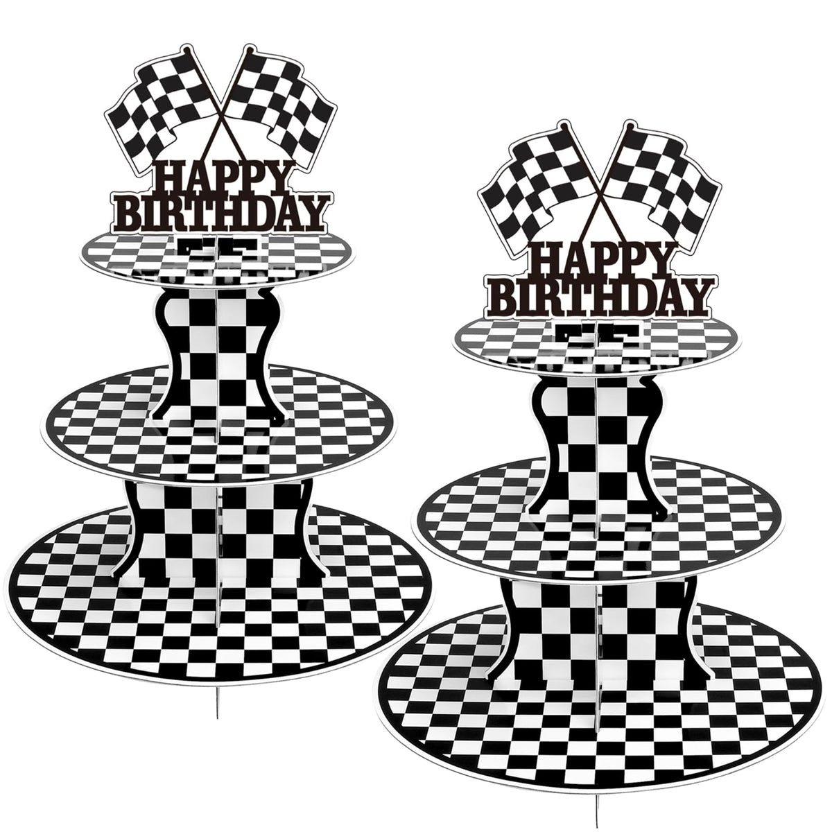 BACUTHY Race Car Cupcake Stand front view for festive party decor.