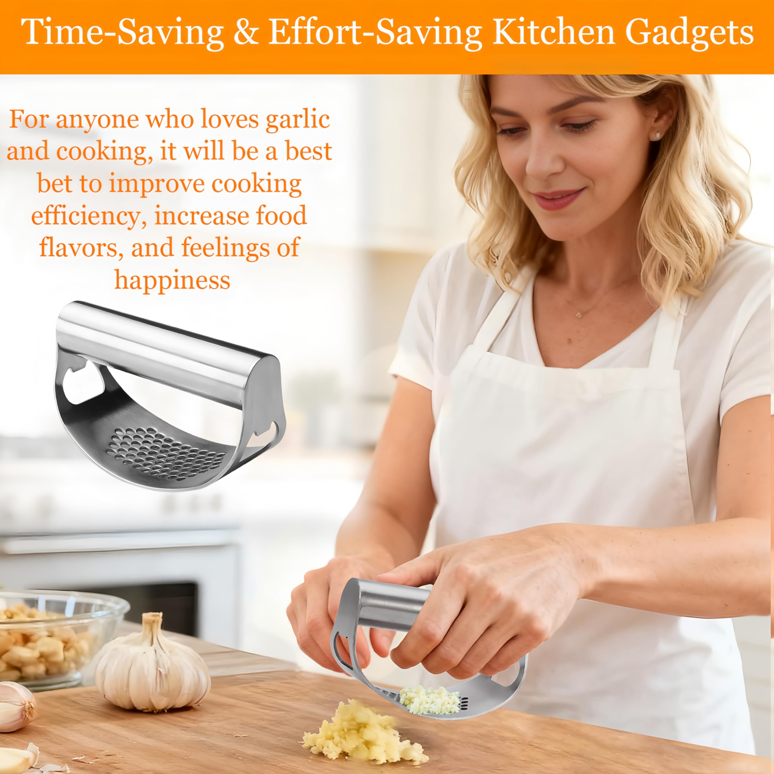 BADAO stainless steel garlic rocker resists rust for daily use.