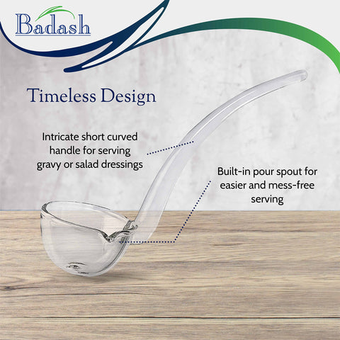 Badash clear serving ladle ideal for sauces and dressings at dinner parties