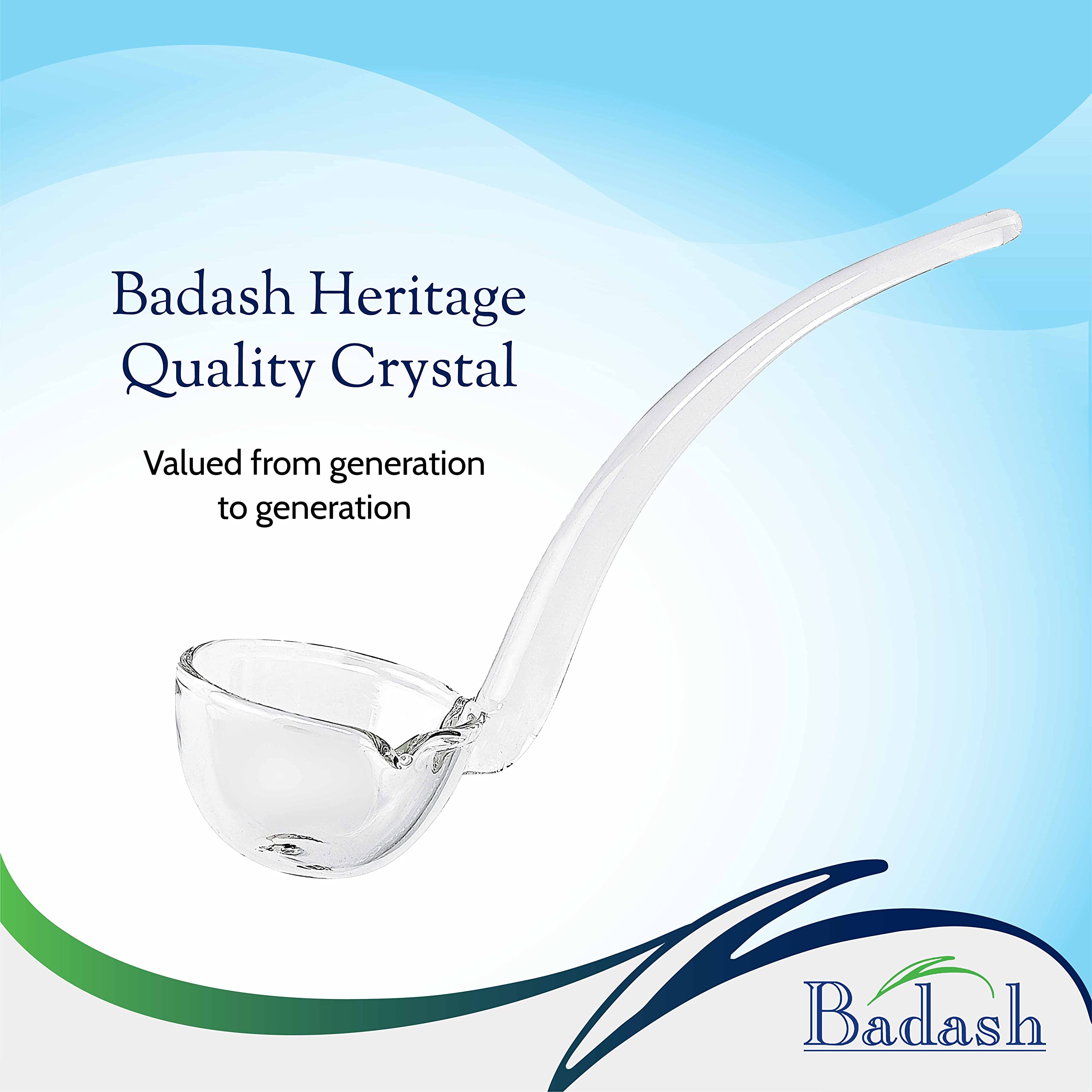 Badash glass ladle features built-in pour spout for precise portions