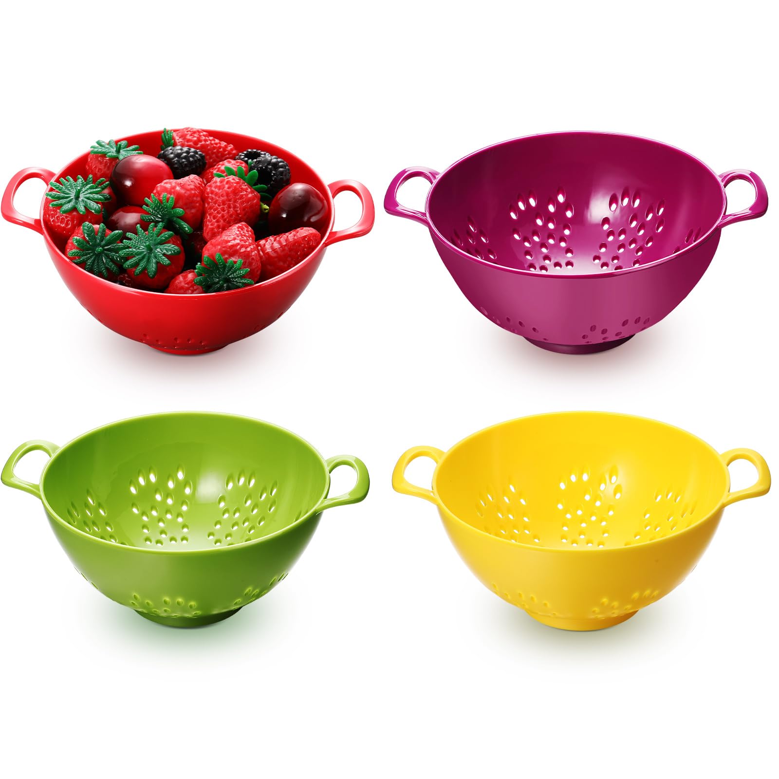 Baderke four-pack mini colanders in vibrant colors for quick rinsing