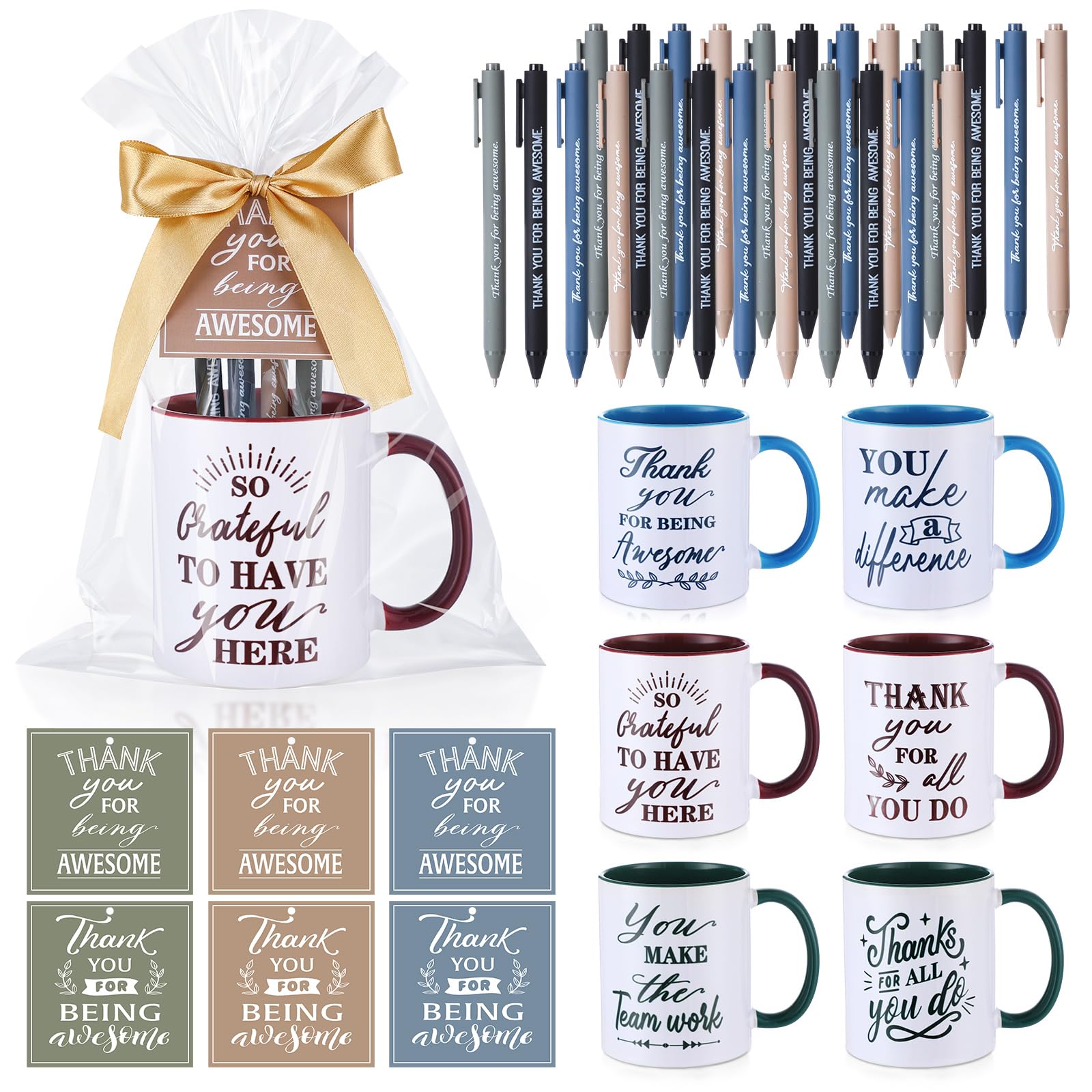 Baderke 6 set employee mugs in varied styles for team appreciation moments
