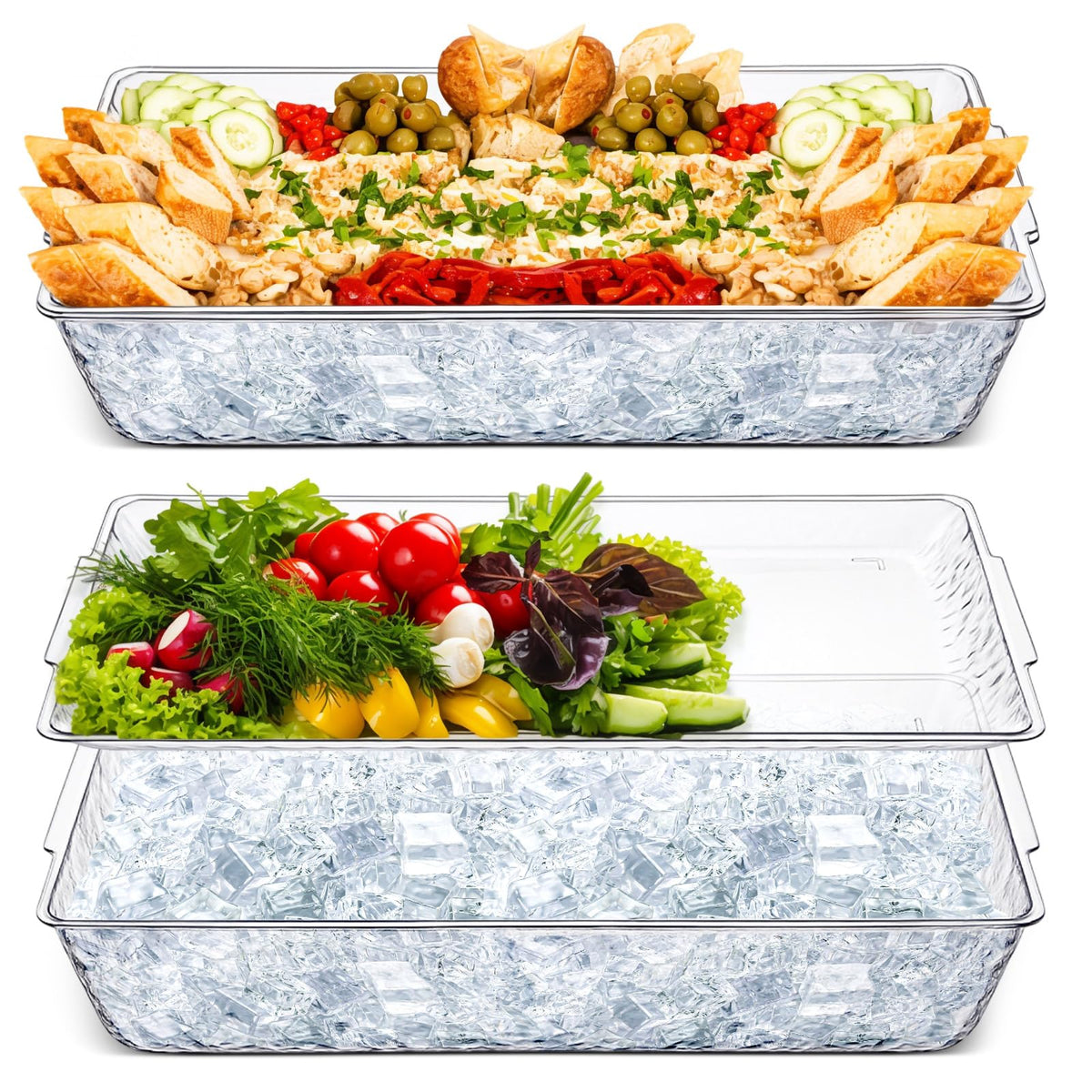 Baderke ice tray rectangle 16x9 keeps foods chill longer during gatherings.