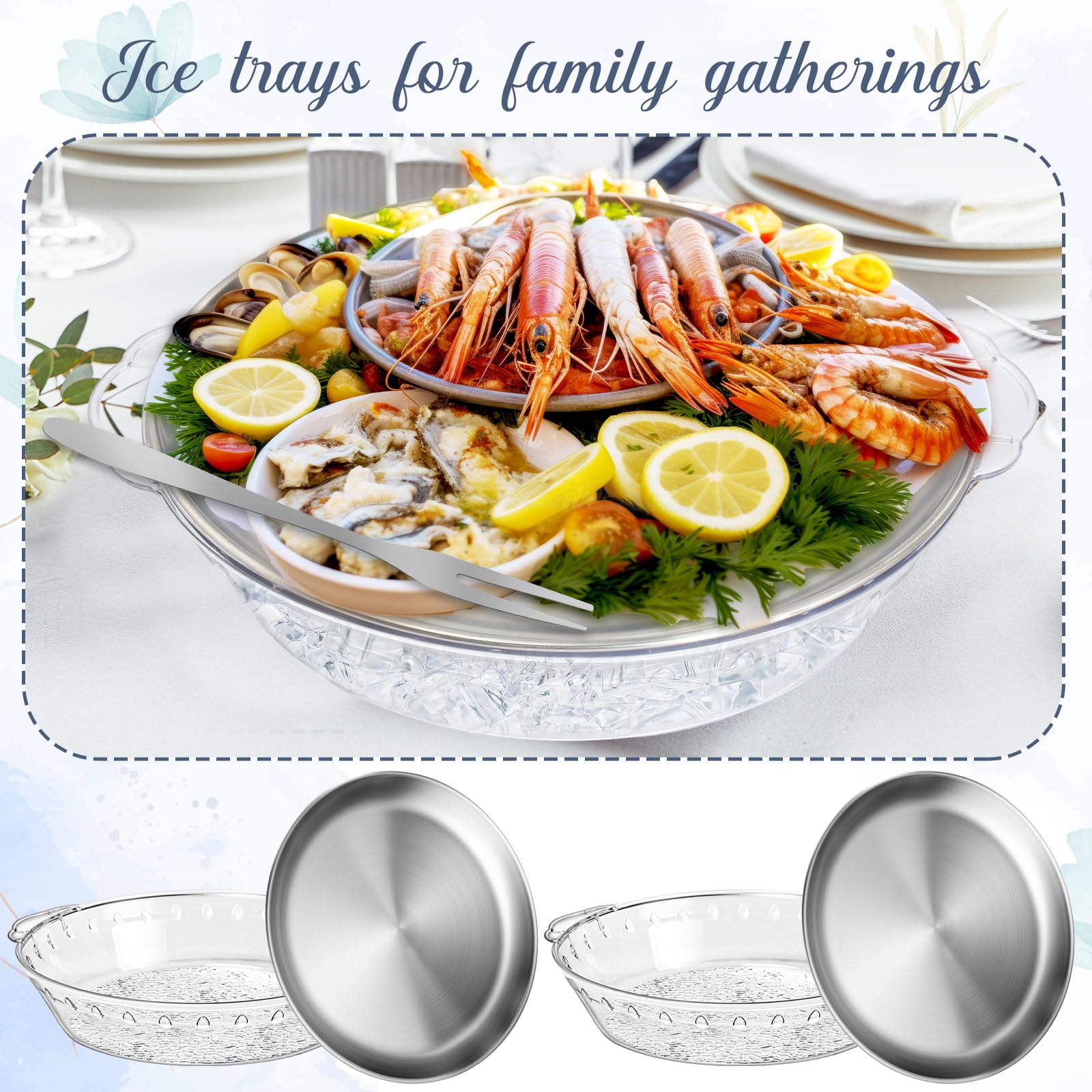 Baderke iced platter enhances seafood and fruit displays.