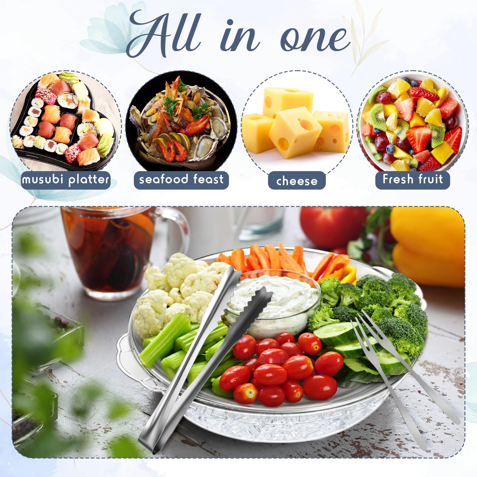 Baderke 11.81 inch round plate complements chilled presentation.