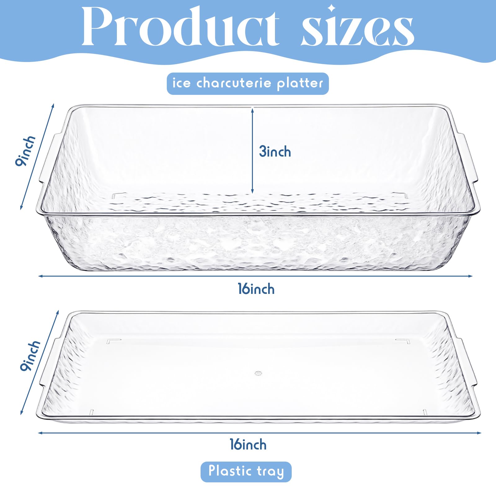 Baderke veggie tray rectangle 16x9 pairs with ice for crisp veggies.