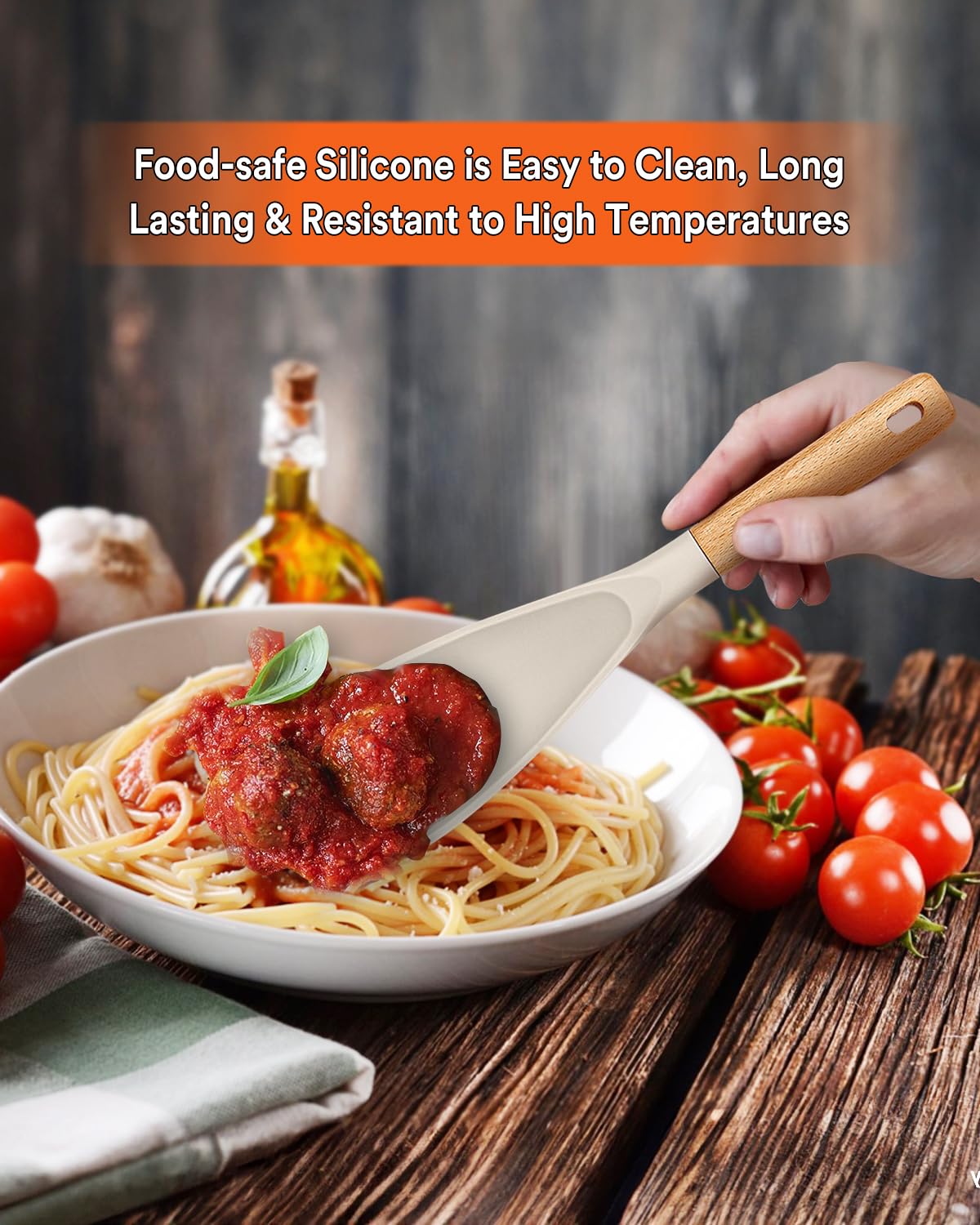 Badiano BPA-free silicone spoon keeps meals safe during prep.