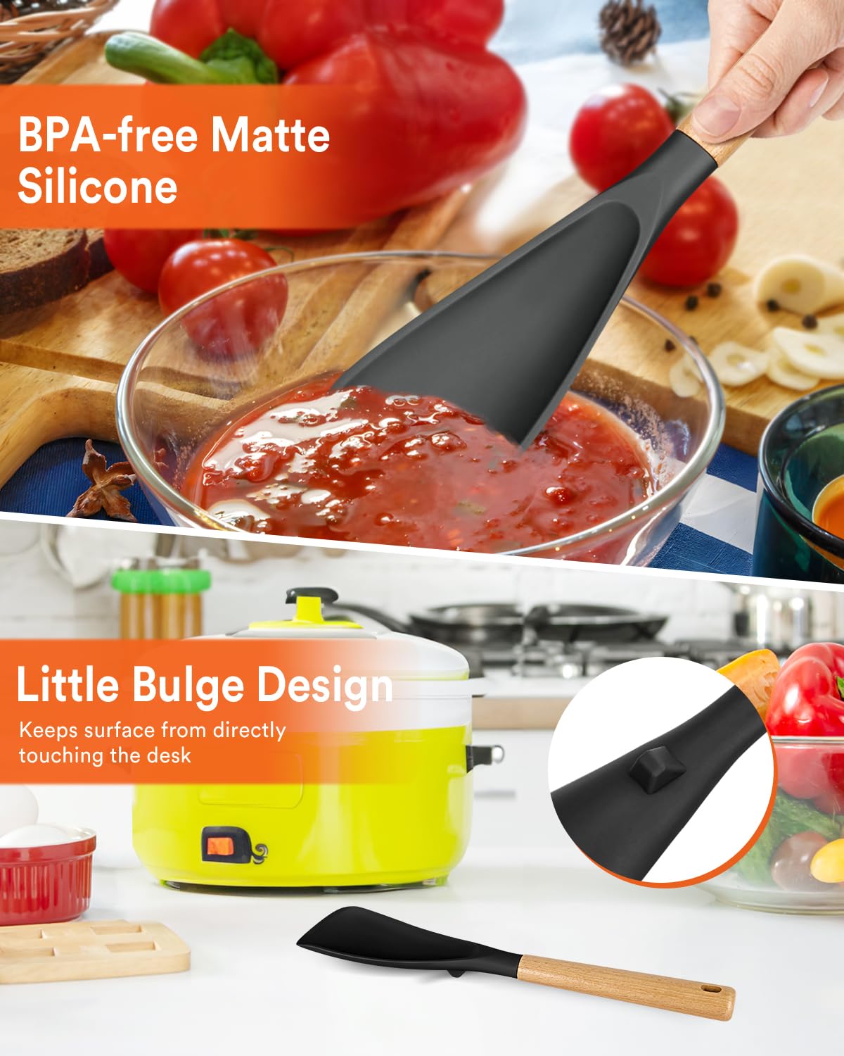 Badiano cooking spoon ergonomic wooden handle delivers comfortable control